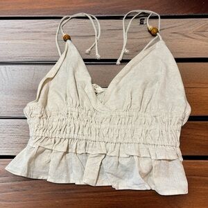 Sim & Sam Juniors Cream Ruffle Smocked Crop Top nwt sz Xl